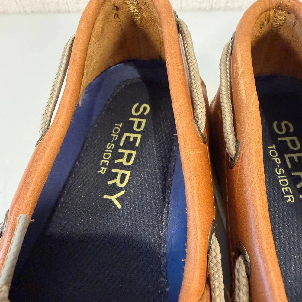 Sperry Top Sider STS12002 Brown Leather Boat‎ Shoes Lace Up Men's Size 9.5M